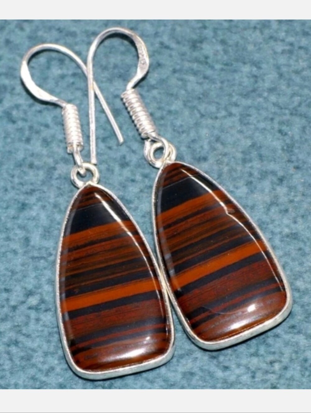 Tiger Iron Gemstone 925 Sterling Silver Handmade Drop Dangle Earrings